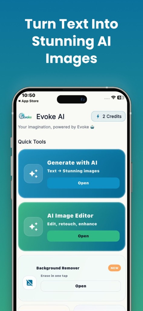 Evoke AI app — generate stunning AI images from text